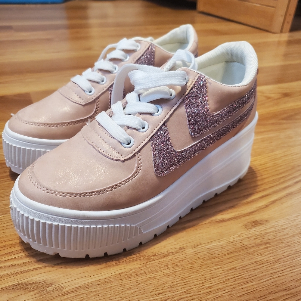 Pink Platform Sneakers with sparkle
